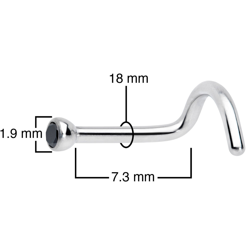 18G Black 2mm Grade 23 Titanium Press Fit Left Nose Ring Screw