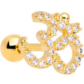 16G 1/4 Clear CZ Gem Gold Tone Amazing Om Cartilage Tragus