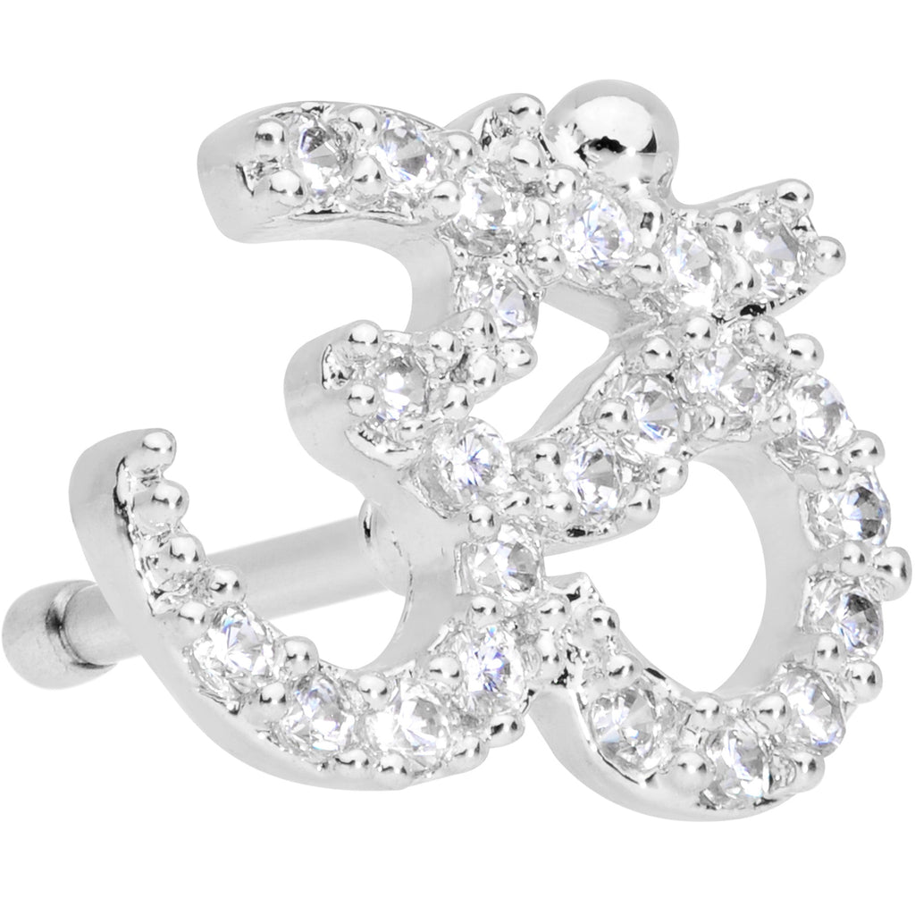 20G 1/4 Clear CZ Gem Amazing Om Nose Bone