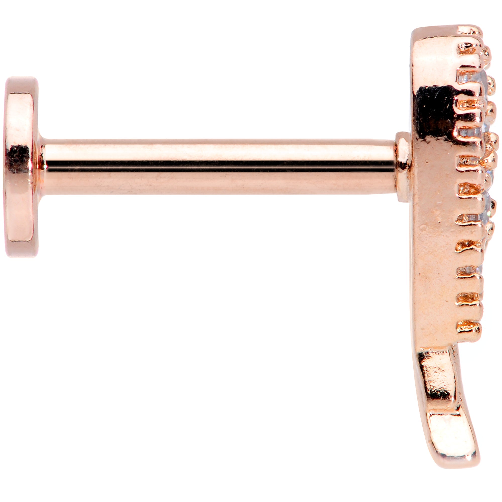 16G 5/16 Clear CZ Gem Rose Gold Tone Internal Thread Wing Labret