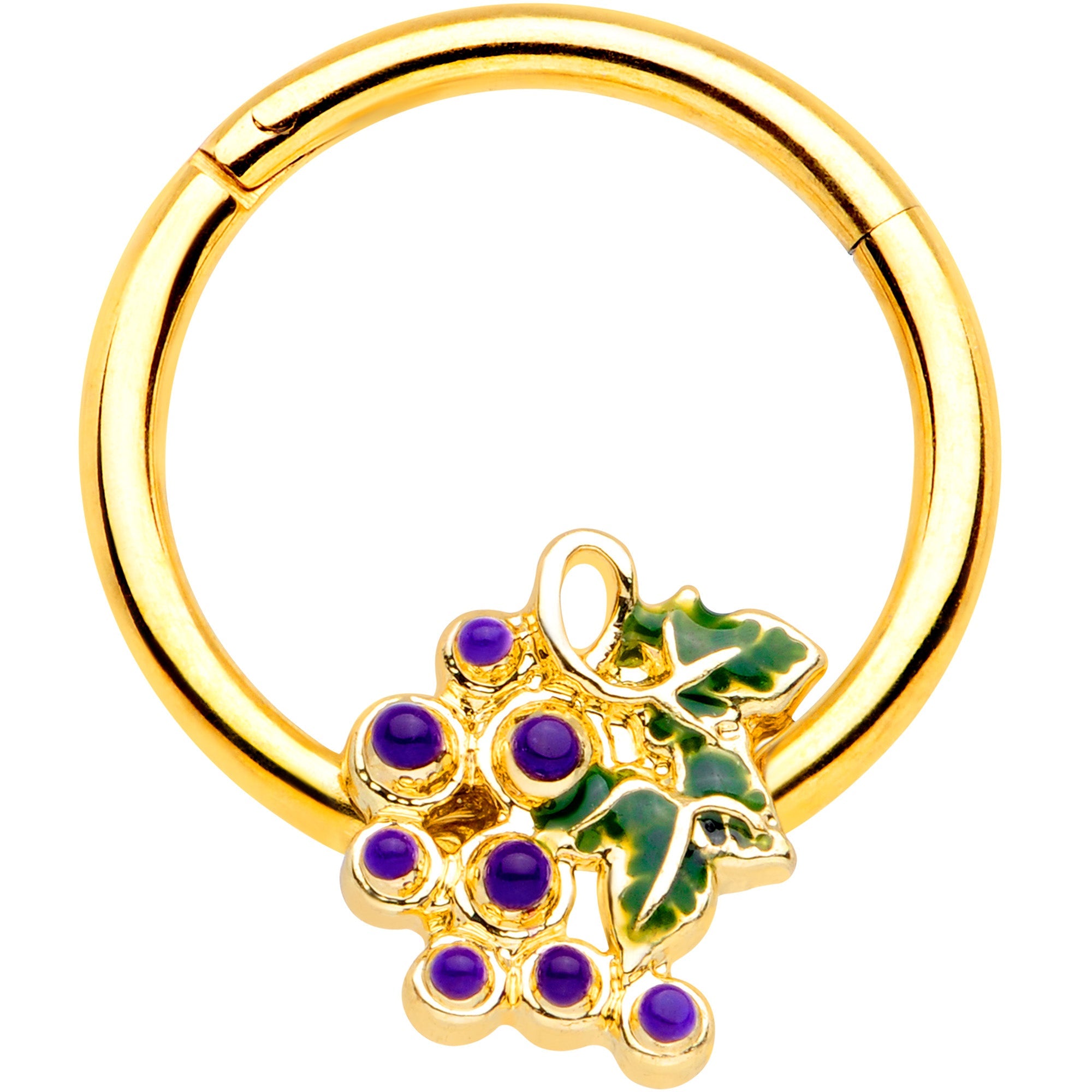 16G 3/8 Gold Tone Yummy Grapes Septum Ring