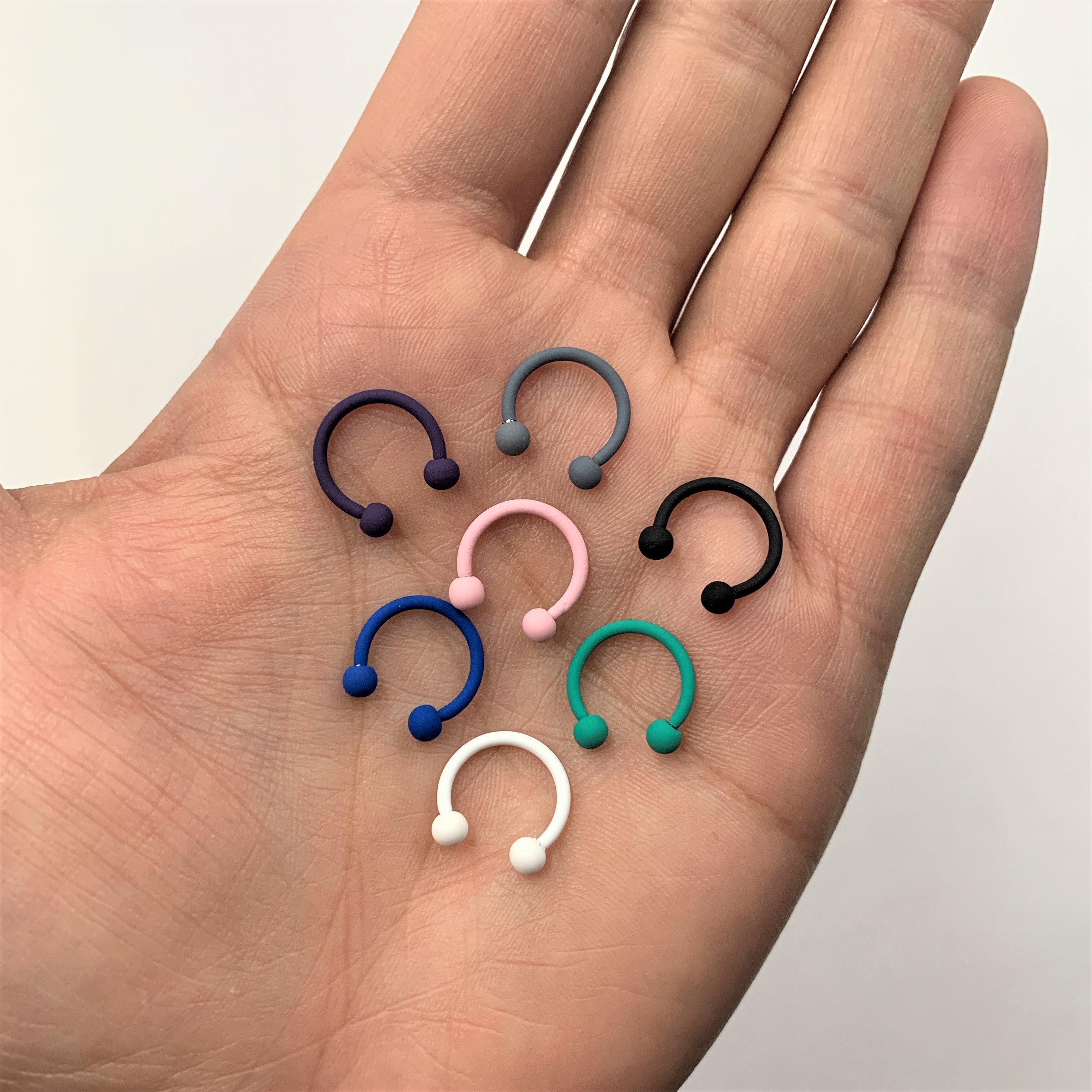 16G 3/8 Totally Teal Matte Horseshoe Circular Barbell