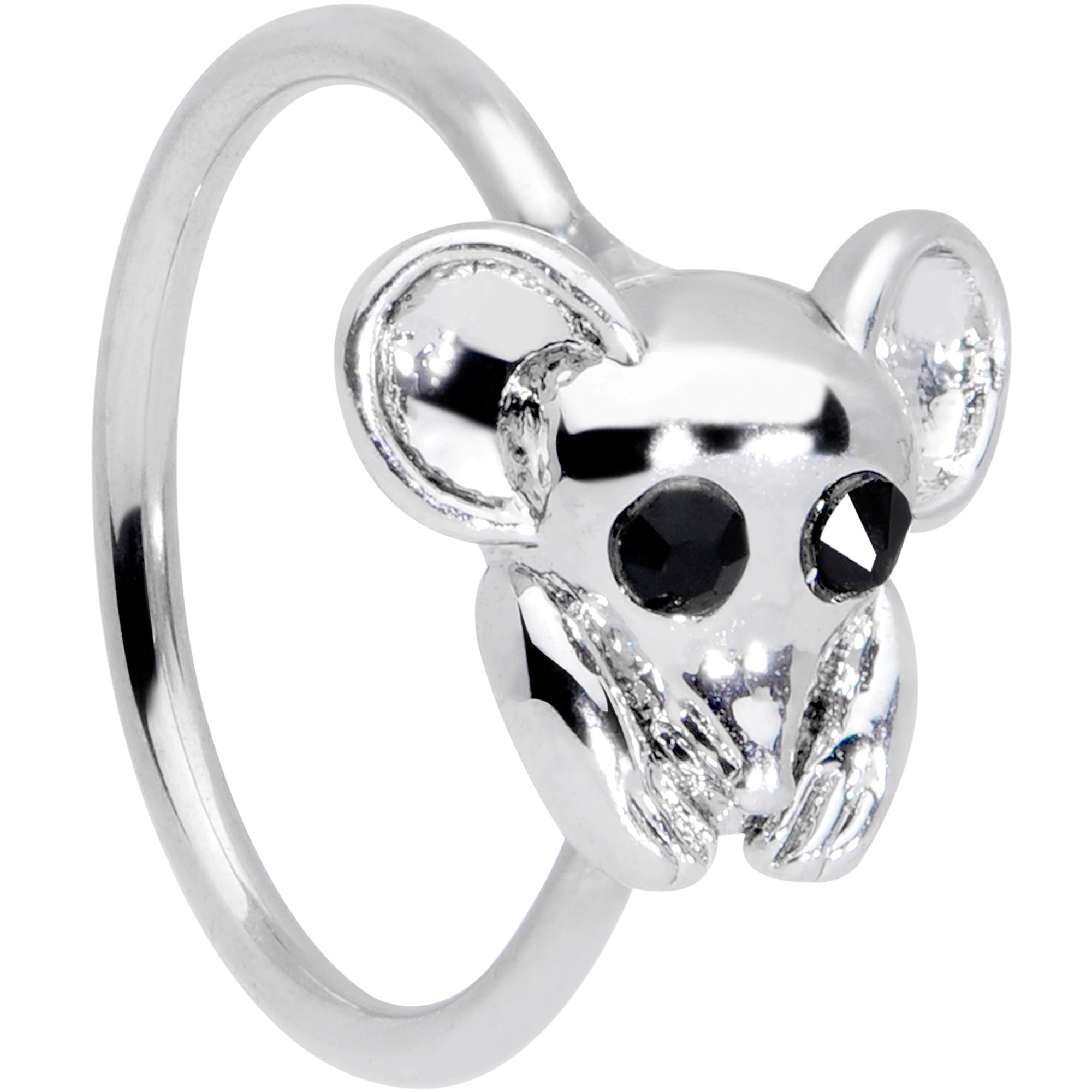 20G 5/16 Black Gem Mysterious Mouse Nose Hoop