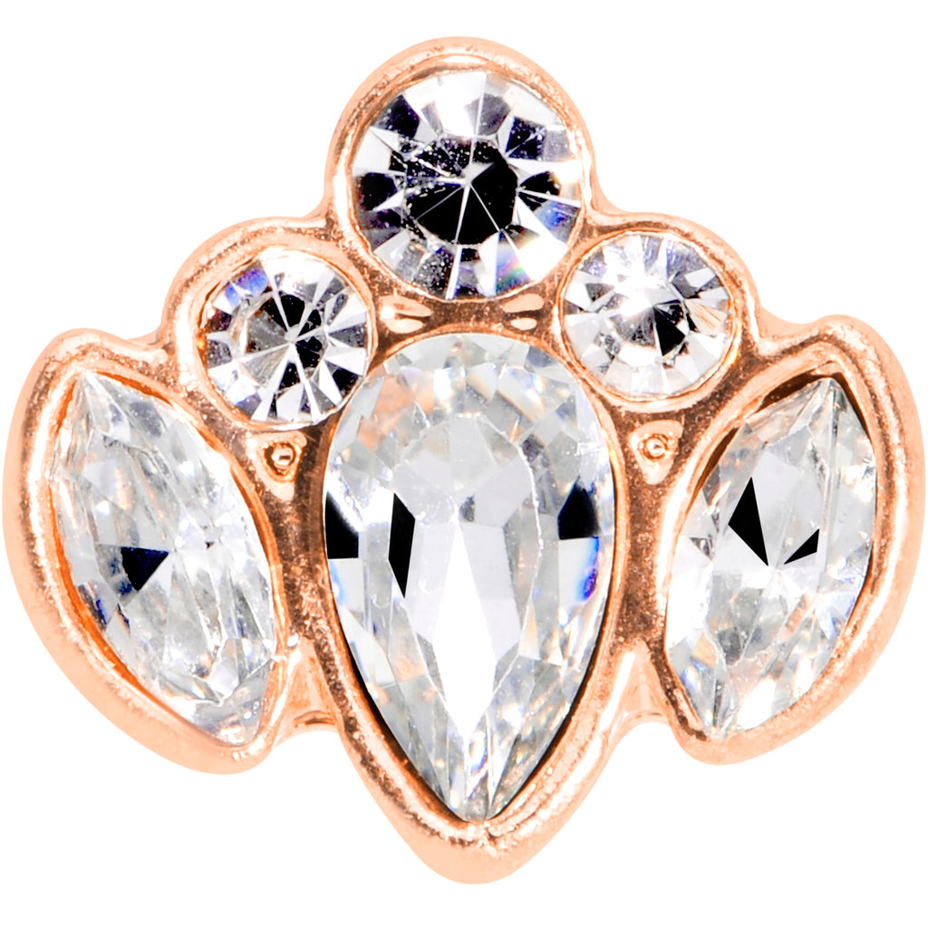 16G 5/16 Clear Gem Rose Gold Tone Cluster Labret Monroe Tragus