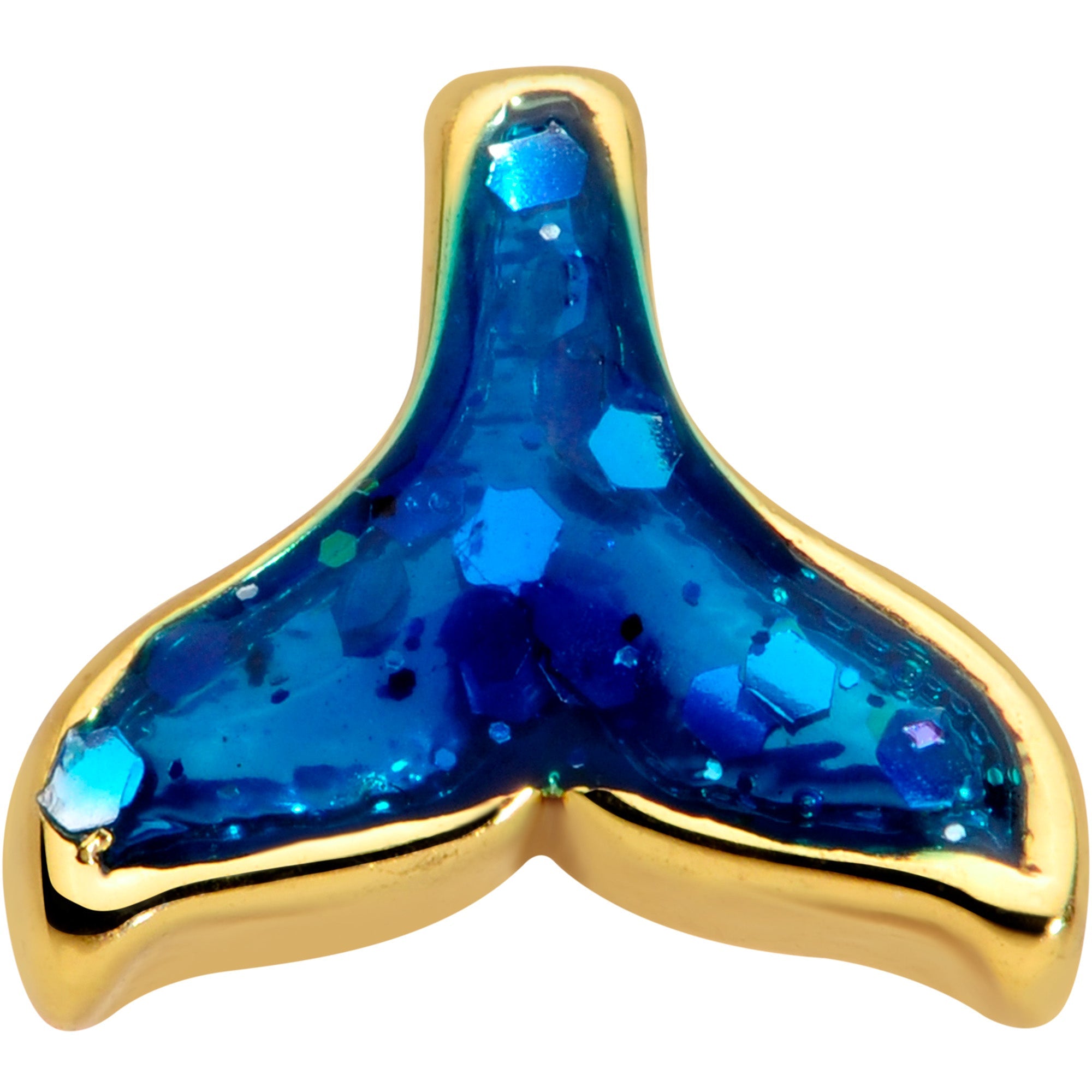20G 1/4 Gold Tone Iridescent Mermaid Tail L Shaped Nose Ring