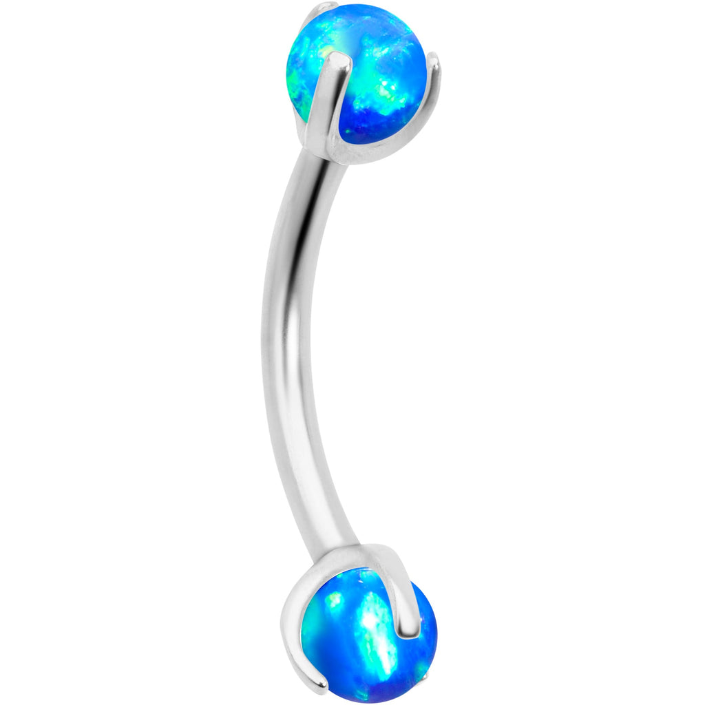 16G 5/16 Blue Synthetic Opal Internally Threaded Eyebrow Ring