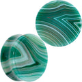 Natural Green Line Agate Stone Saddle Plug Set