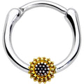 16G 3/8 Textured Yellow Sunflower Cartilage Clicker