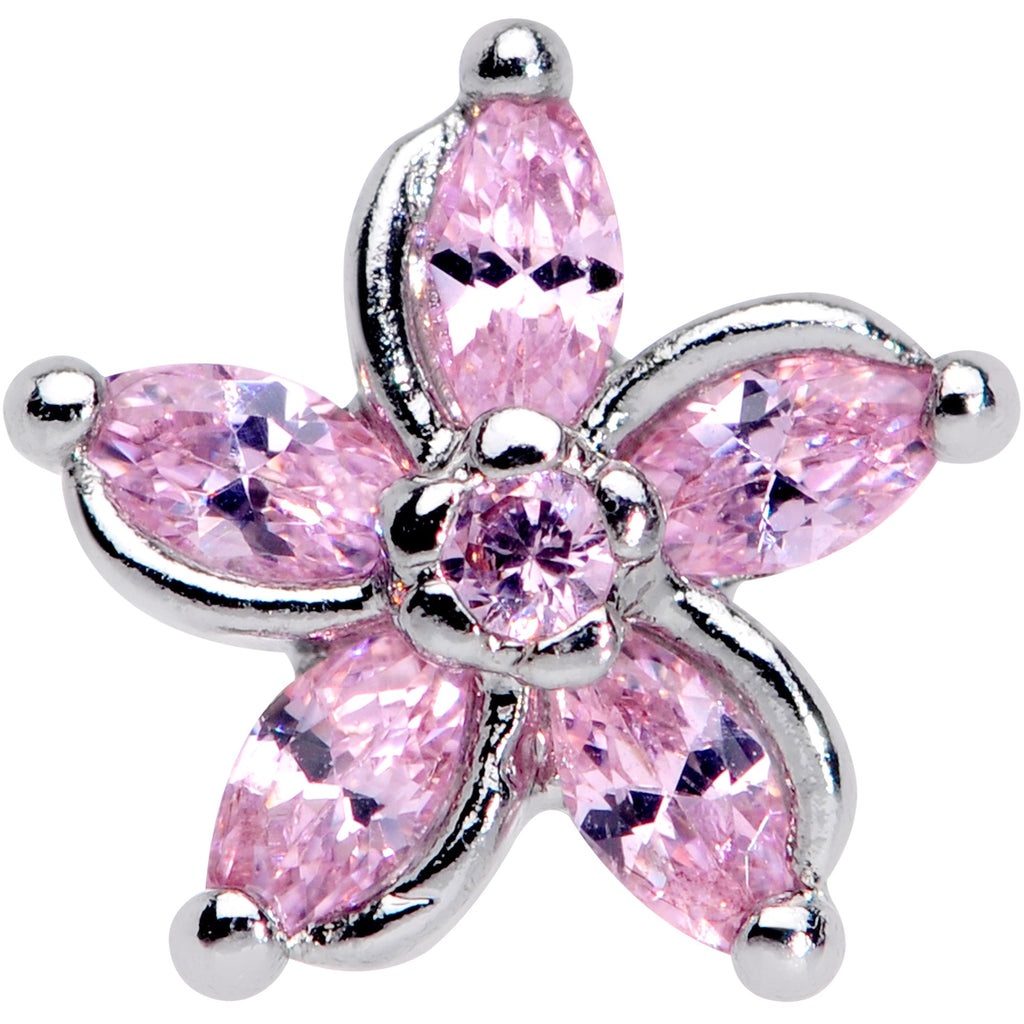 16G 5/16 Pink Gem Pretty Petals Flower Labret Monroe Tragus