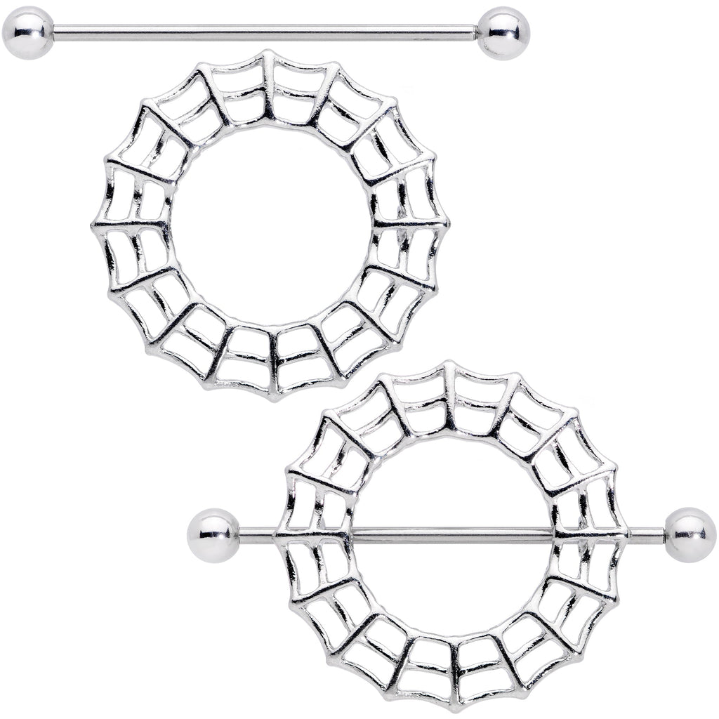 14G 7/8 Sexy Spider Web Halloween Nipple Shield Set