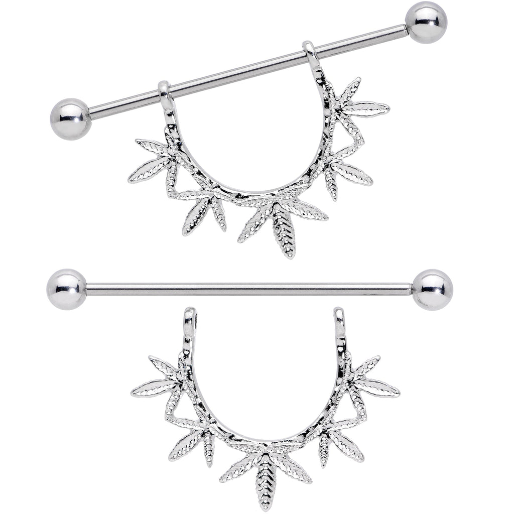 14G 5/8 Garland Pot Leaf Dangle Nipple Shield Set