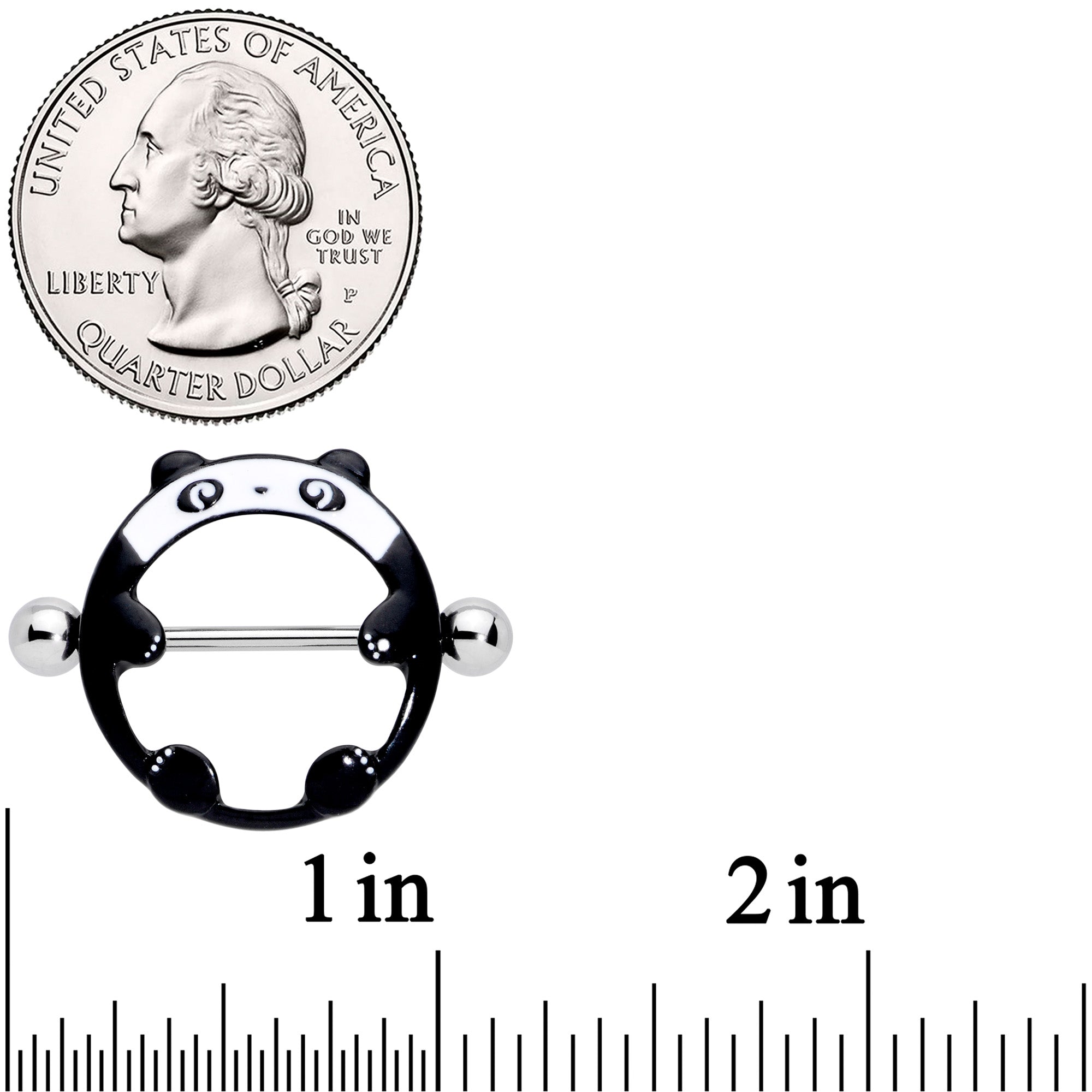 14G 11/16 Black White Round Panda Nipple Shield Set