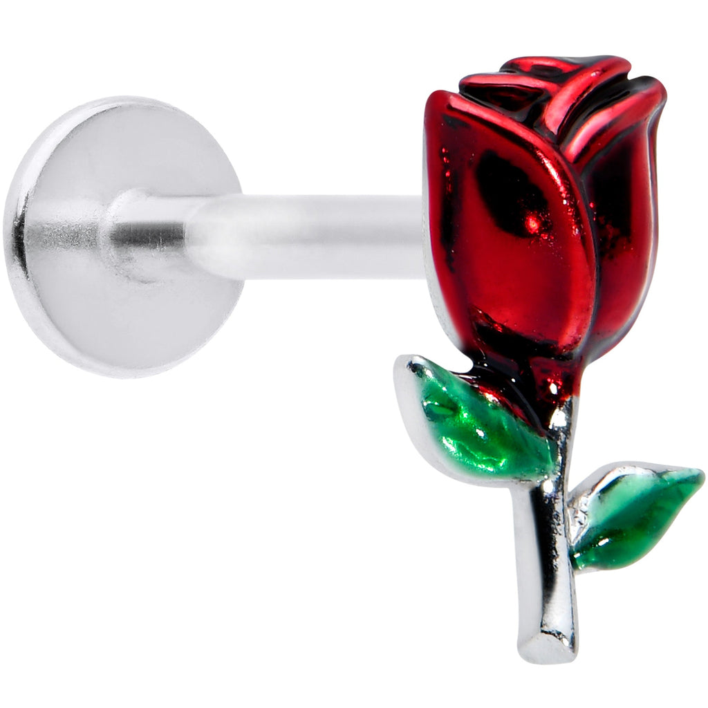16G 5/16 Rose Red Flower Valentines Day Labret Monroe Tragus