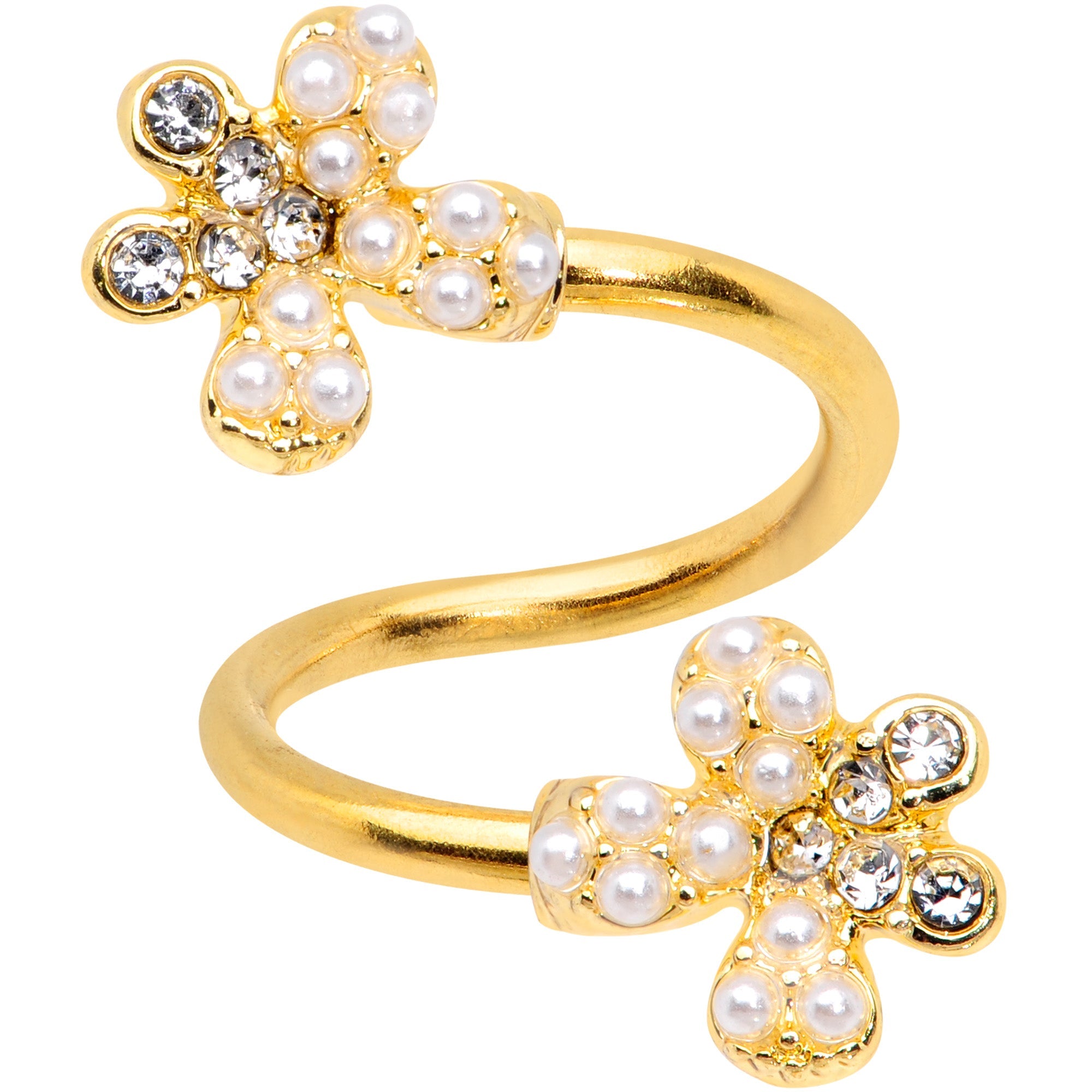 Clear Gem Gold Tone Stylish Splat Spiral Twister Belly Ring