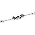 14G Pink Gem Butterfly Array Flower Industrial Barbell 38mm