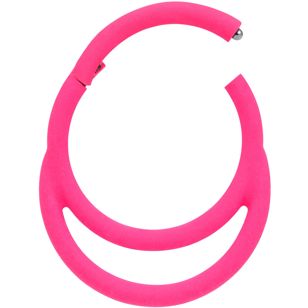 18G 3/8 Pink Matte Double Circle Cartilage Hinged Segment Ring