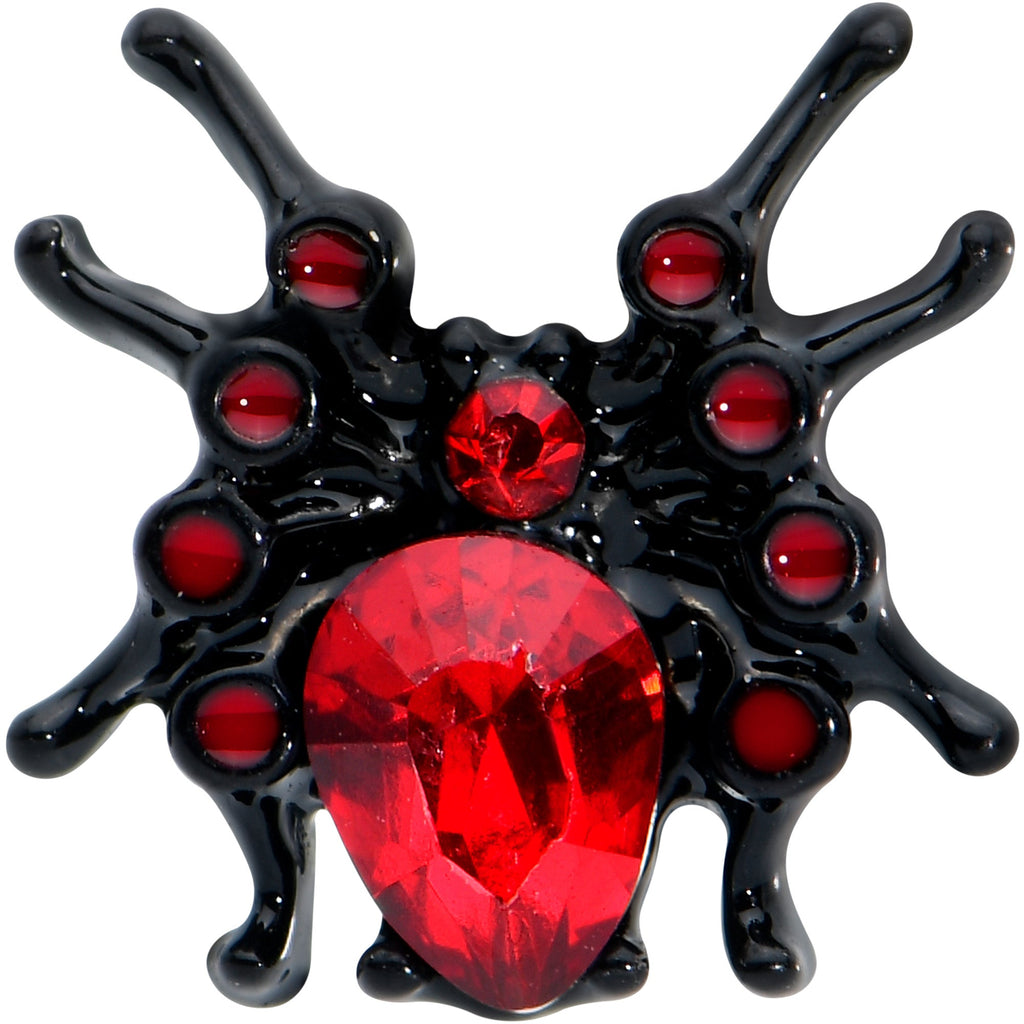 16G 1/4 Red Gem Black Spider Halloween Cartilage Tragus Earring