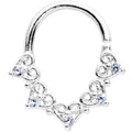 16G 5/16 Clear CZ Gem Heart Filigree Cartilage Closure Ring