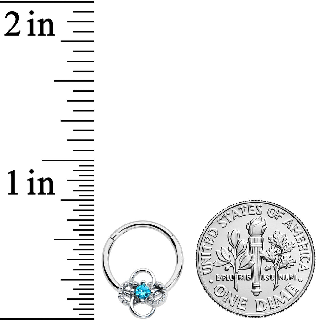16G 3/8 Blue Gem Celtic Knot Hinged Segment Ring