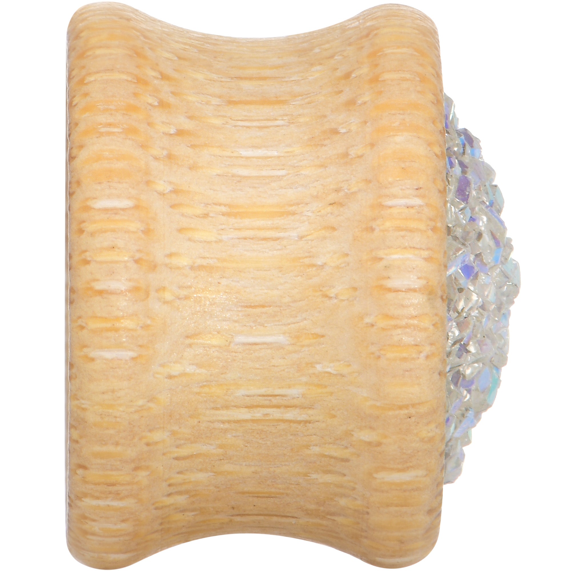 5/8 White Druzy Stone Wood Saddle Plug Set
