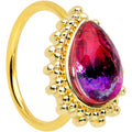 20G 5/16 Purple Tourmaline Gold Tone Drop Nose Hoop