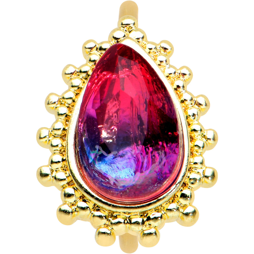 20G 5/16 Purple Tourmaline Gold Tone Drop Nose Hoop