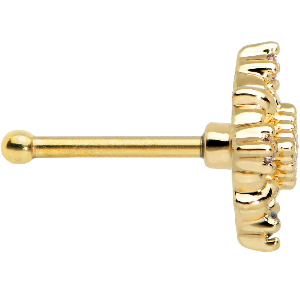 20G 1/4 Green Gem Gold Tone Noble Square Nose Bone