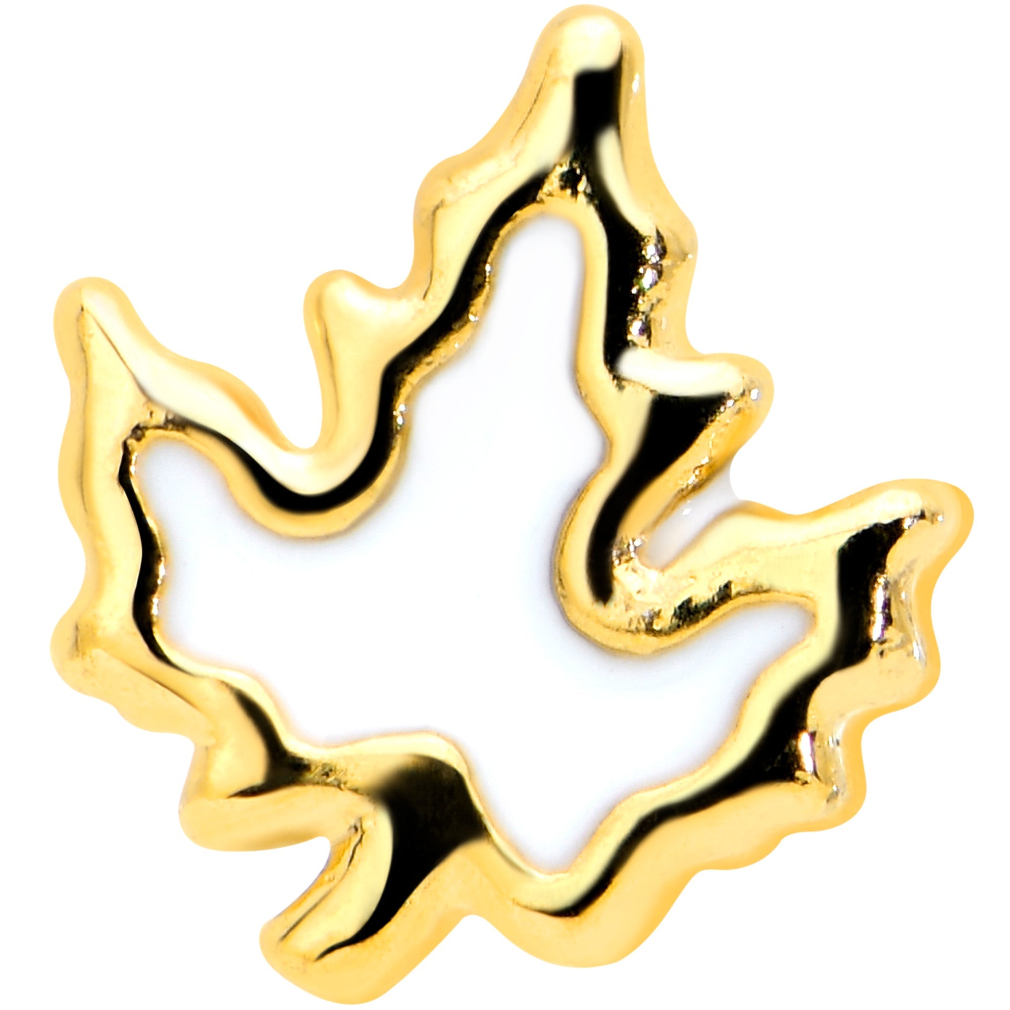 16G 5/16 Gold Tone Autumn White Maple Leaf Labret Monroe Tragus