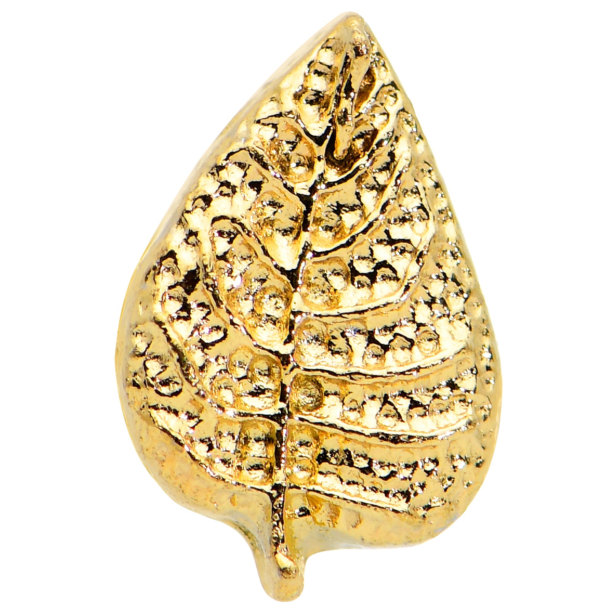 16G 5/16 Gold Tone Autumn Textured Leaf Labret Monroe Tragus