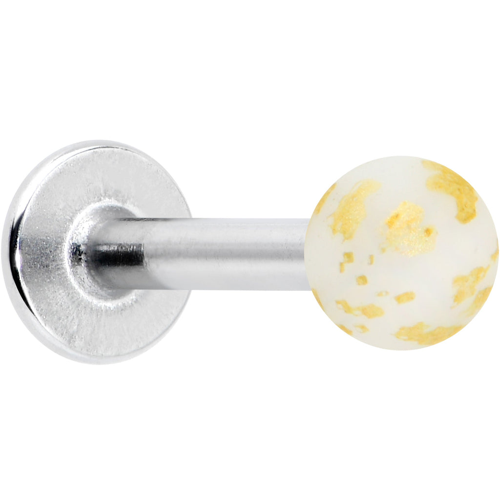 16G 5/16 Matte White Splatter Pattern Labret Monroe Tragus