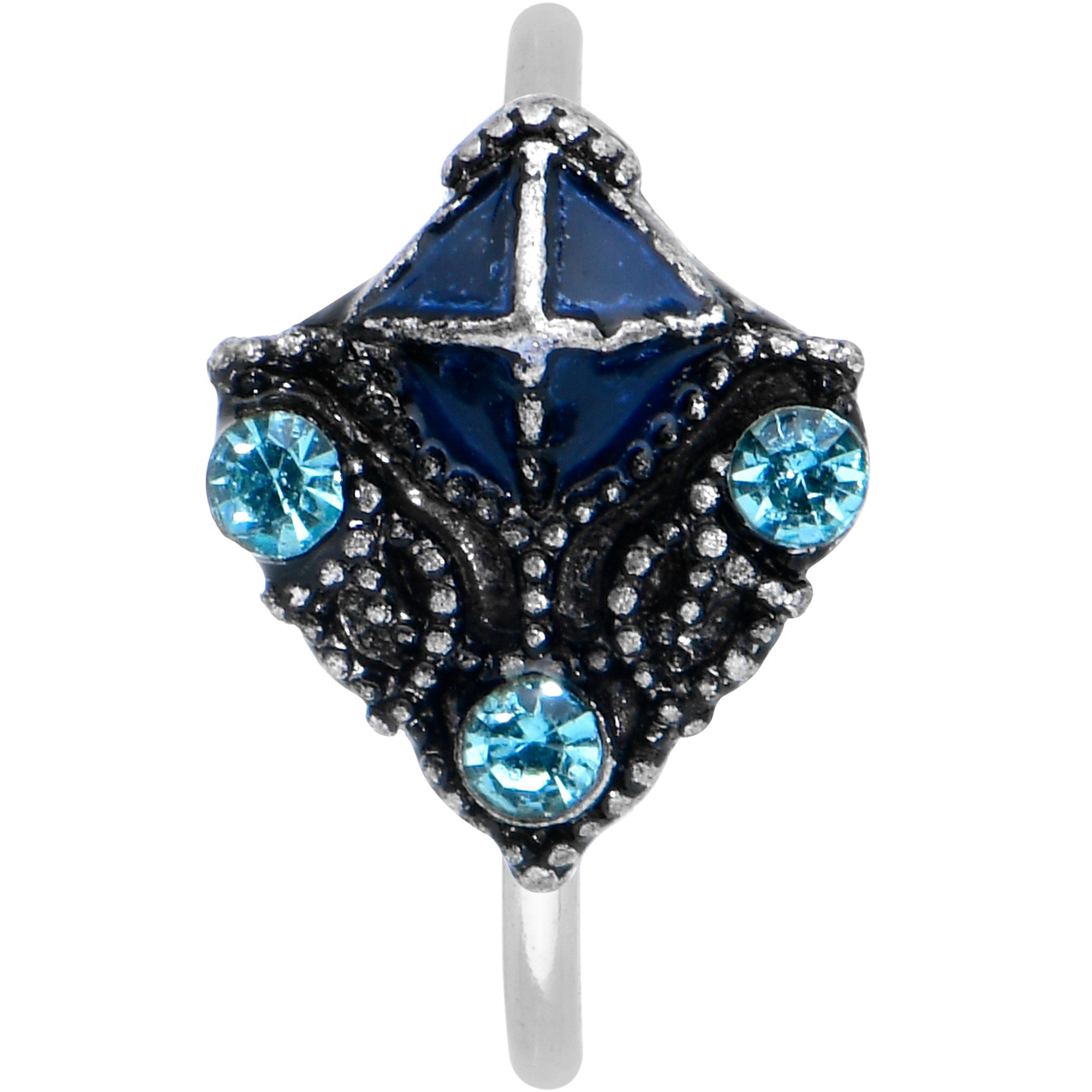 20G 5/16 Blue Gem Rococo Blue Nose Hoop