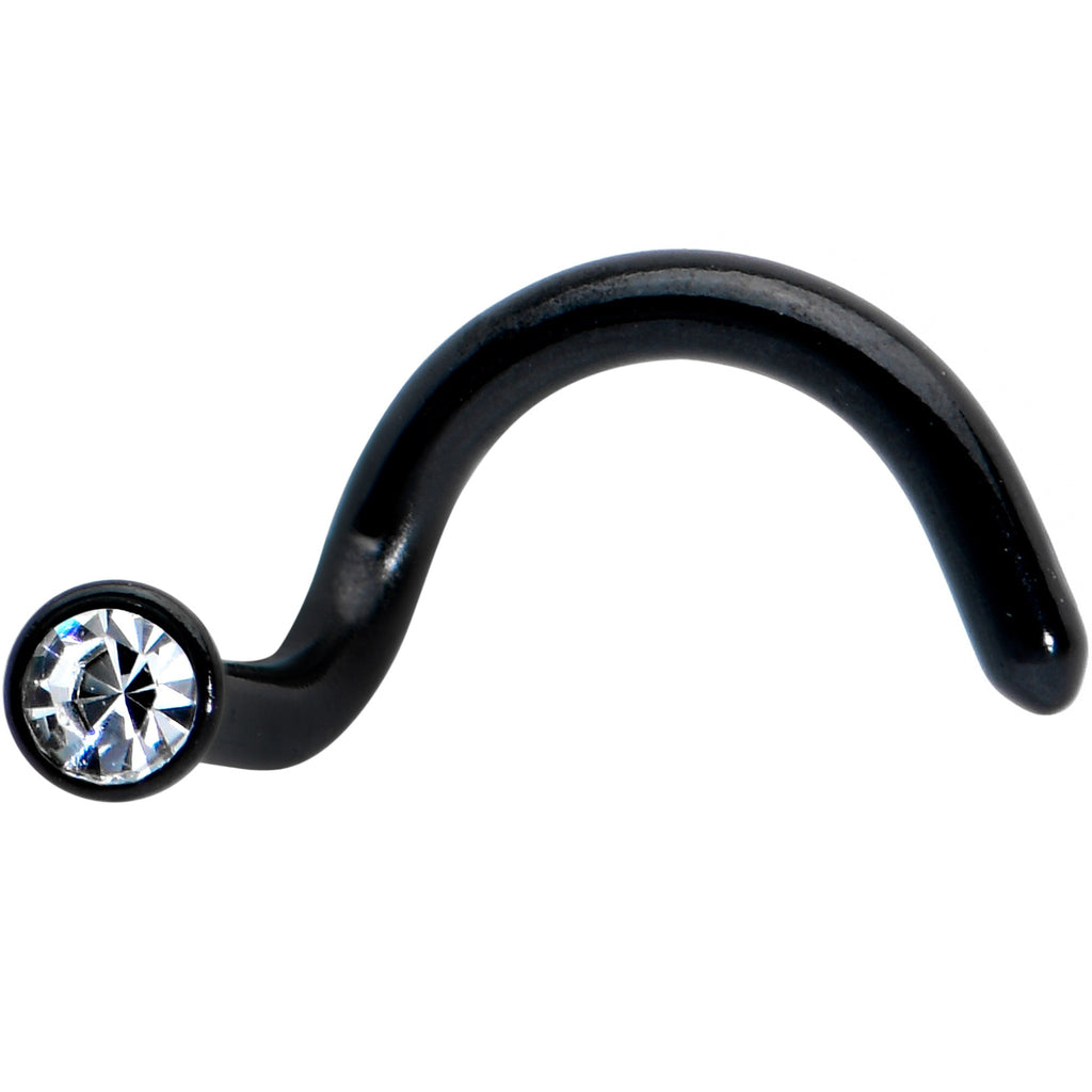 18G 1/4 Clear Gem Black 2mm End Left Nose Screw