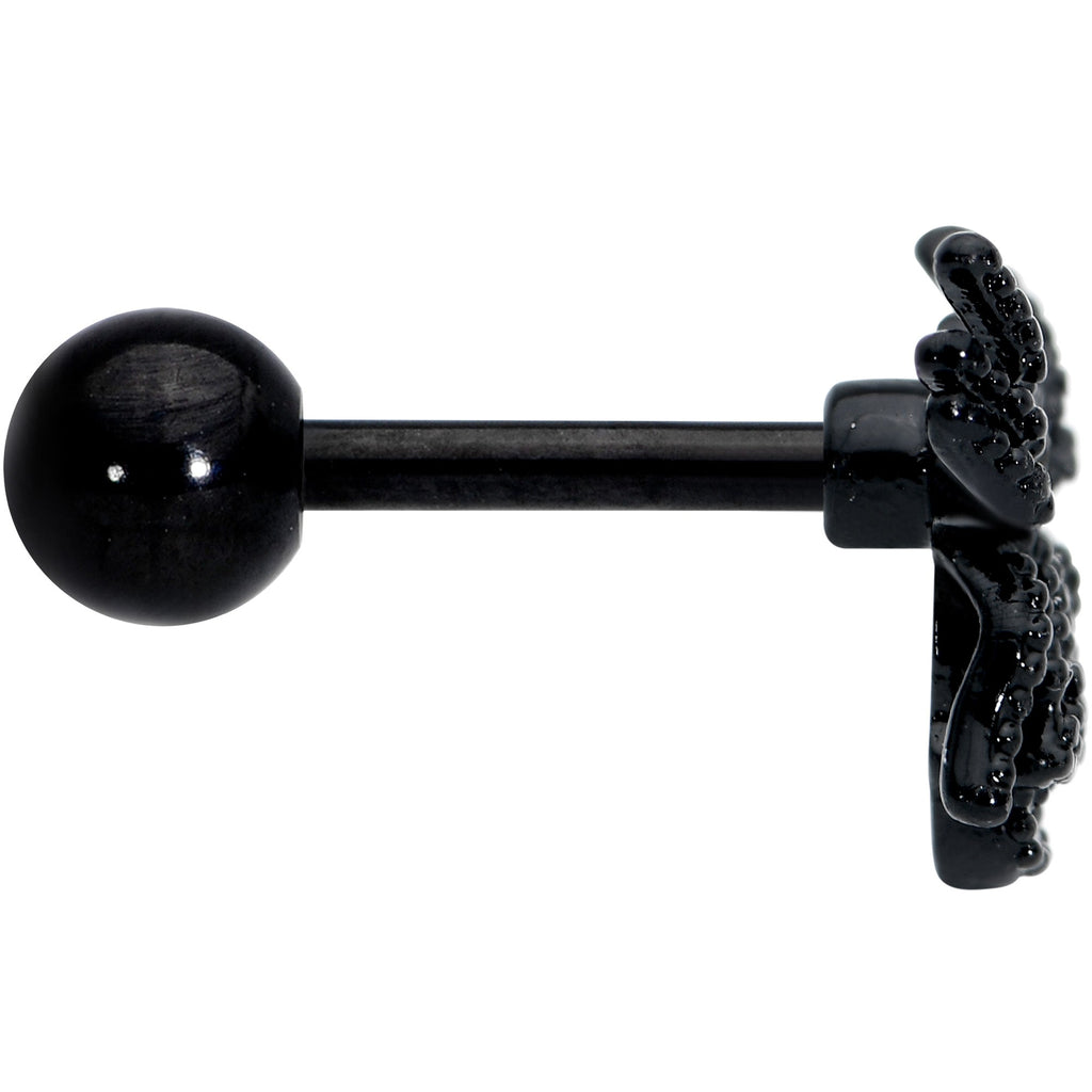 16G 1/4 Yellow Gem Black Spider Halloween Cartilage Tragus Earring