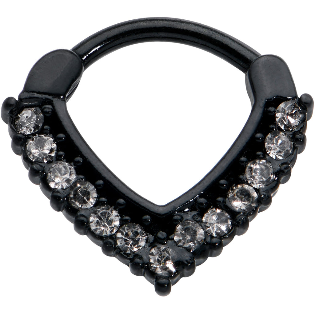 16G 5/16 Clear CZ Gem Black Classic Chevron Cartilage Clicker