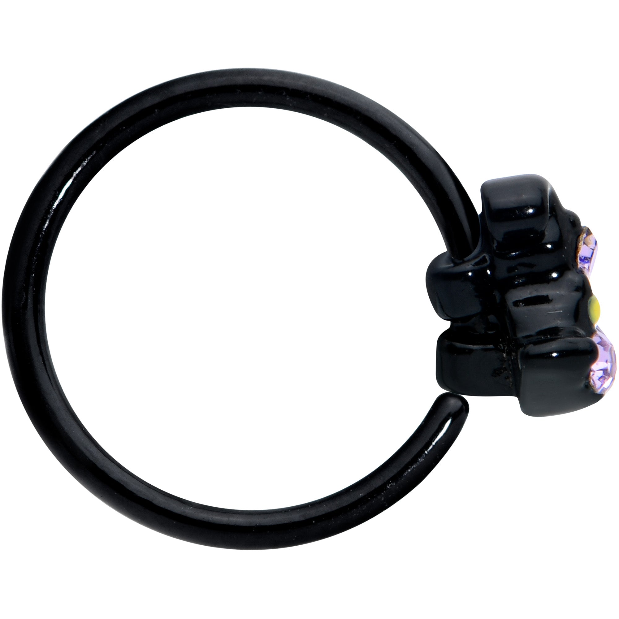 20G 5/16 Clear Gem Black Witch Hat Halloween Nose Hoop