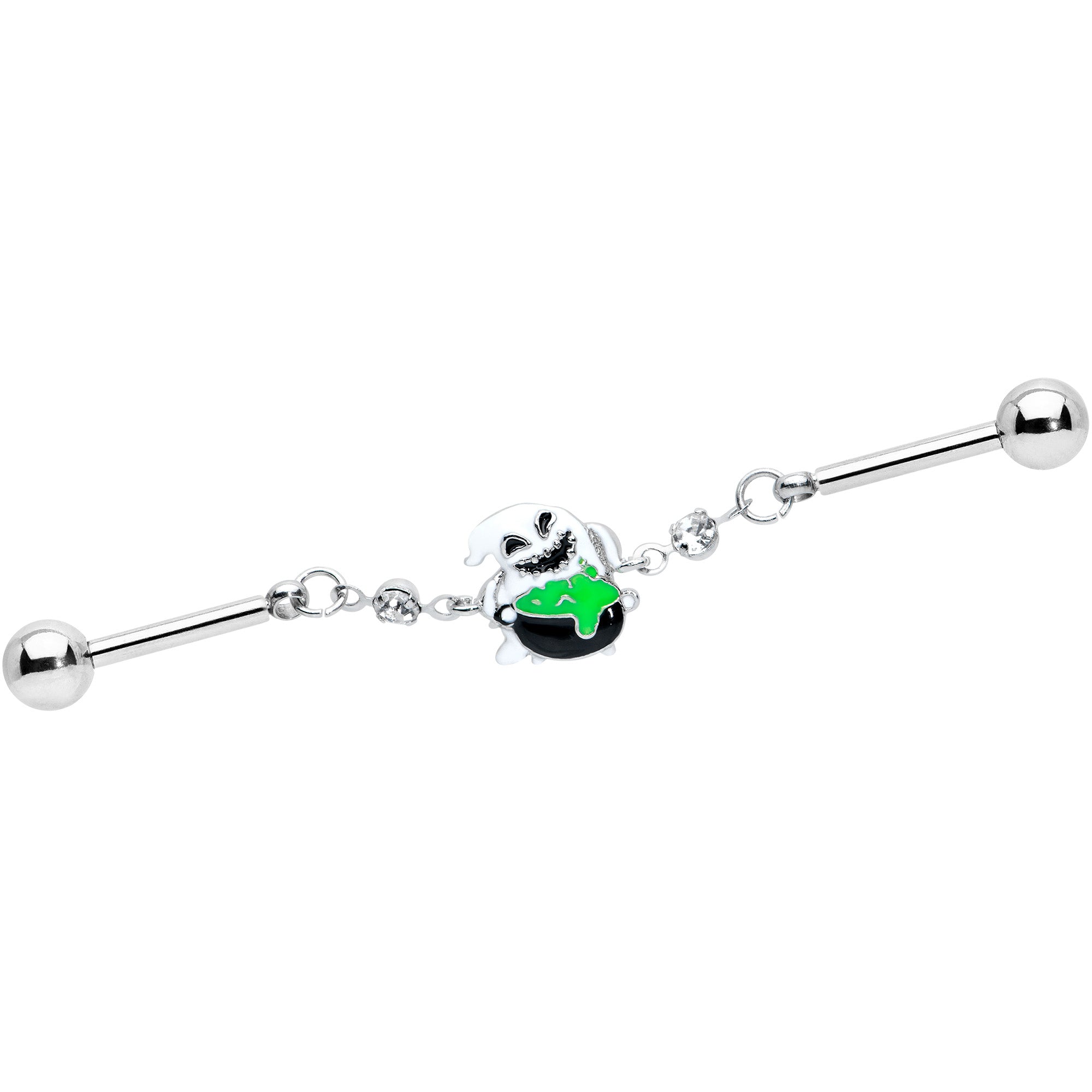 14G Ghost Goo Cauldron Halloween Chain Industrial Barbell 38mm