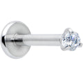 16G 5/16 Clear Gem 2mm Internally Threaded Labret Monroe Tragus