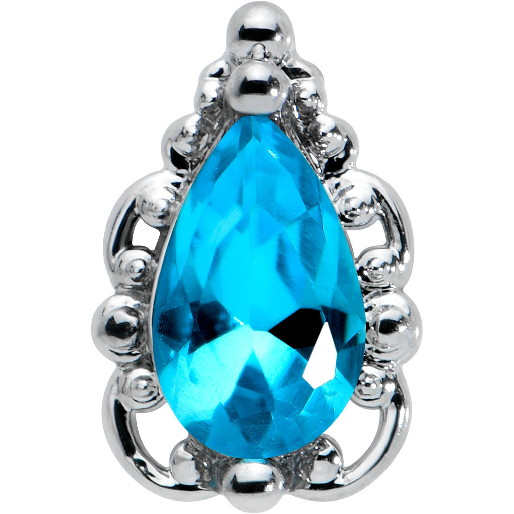 20G 1/4 Blue Gem Textured Art Deco Nose Bone