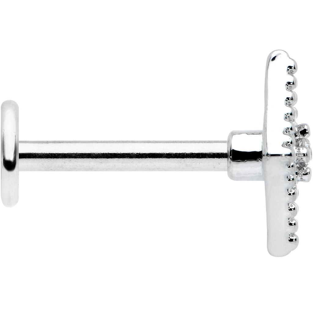 16G 5/16 Clear Gem Deco Textured Rhombus Labret Monroe Tragus