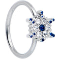 20G 5/16 Clear Blue Gem Festive Snowflake Nose Hoop