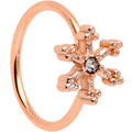 20G 5/16 Clear Gem Rose Gold Tone Sweet Snowflake Nose Hoop