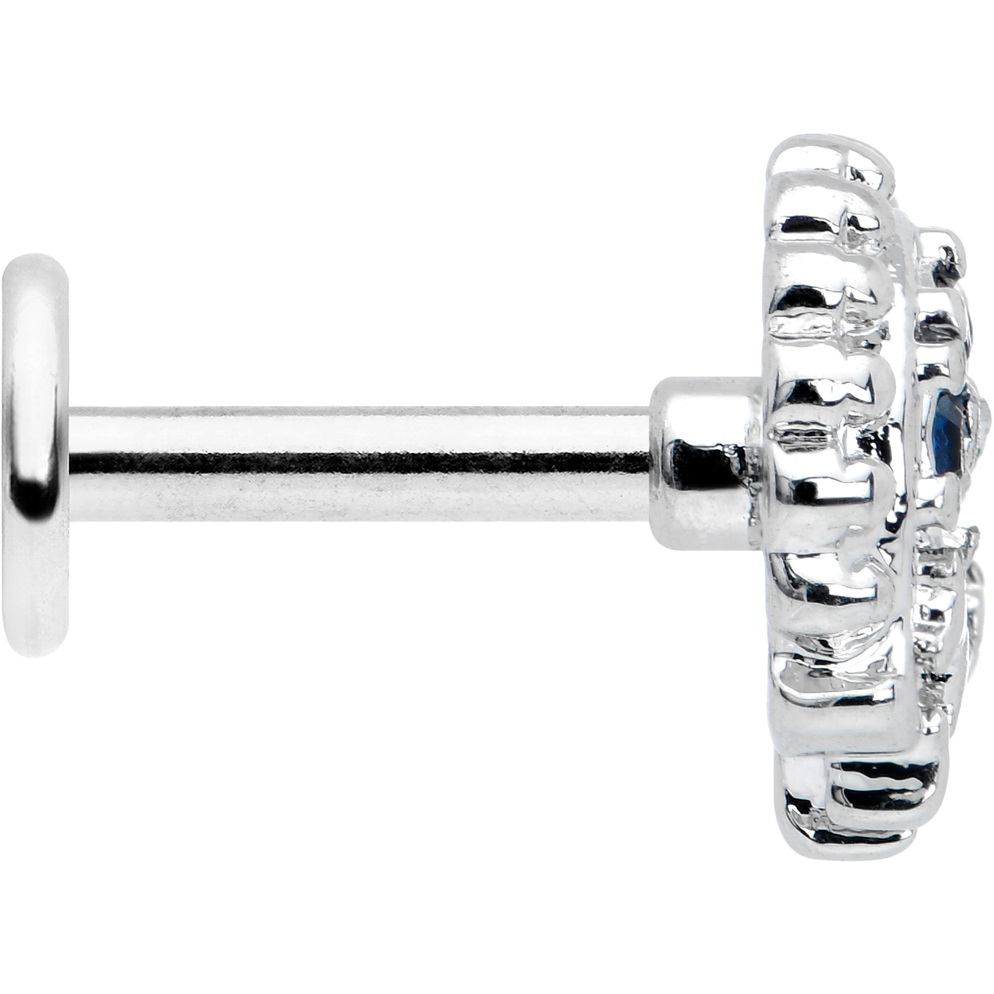 16G 1/4 Blue Clear Gem Abstract Arch Labret
