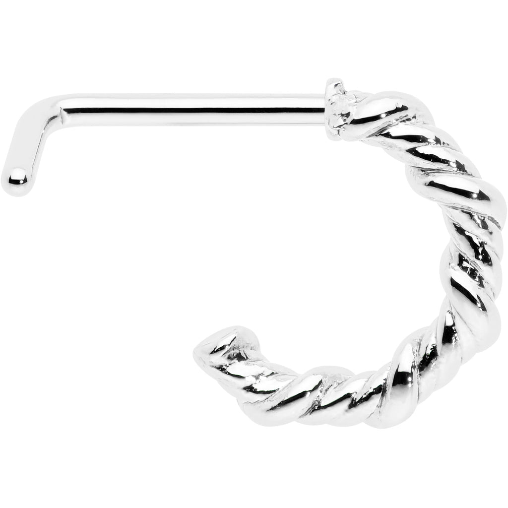 20G 1/4 Wicked Wire Faux Hoop L Shape Nose Ring