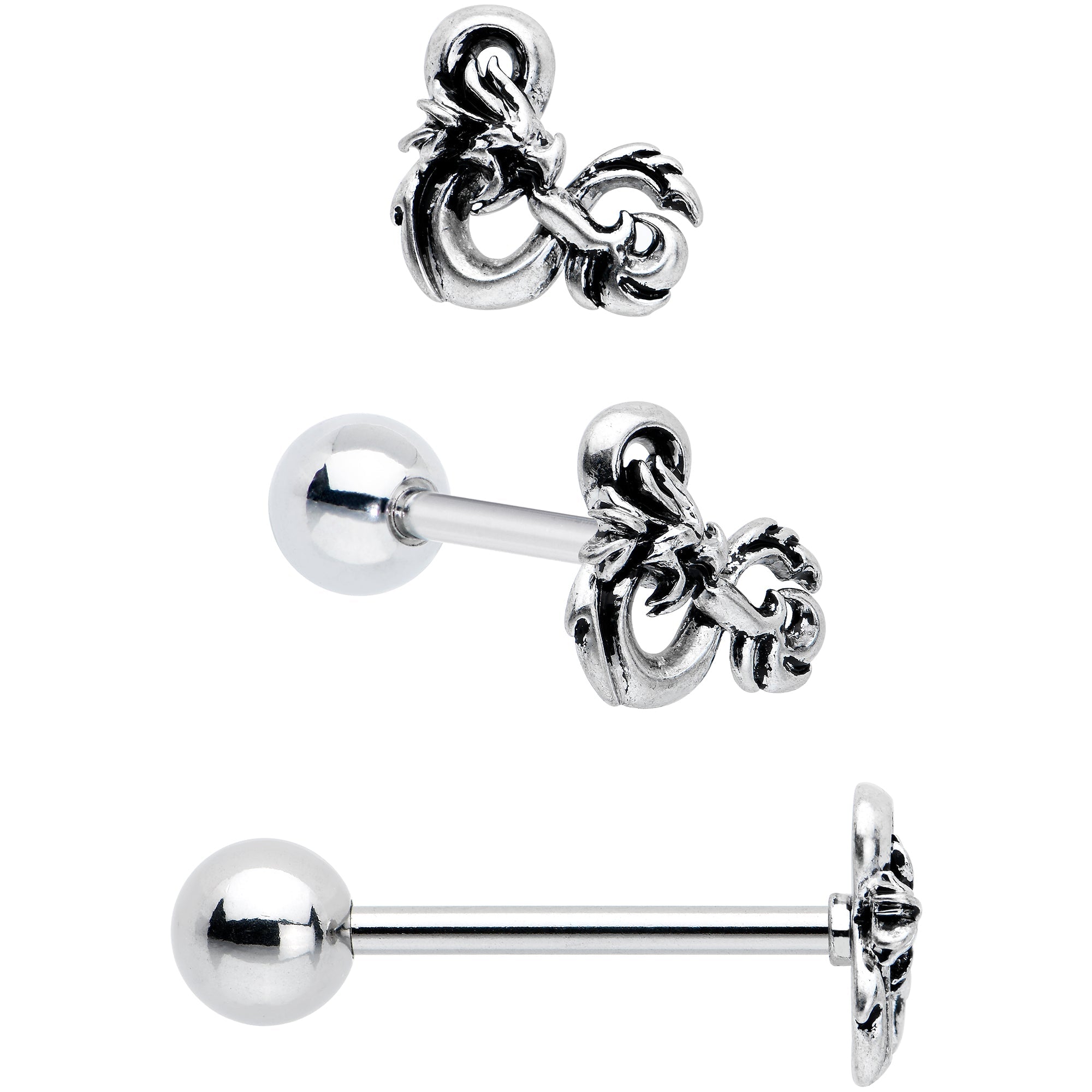 Officially Licensed Dungeons & Dragons Dice Barbell Tongue Ring  Set of 2