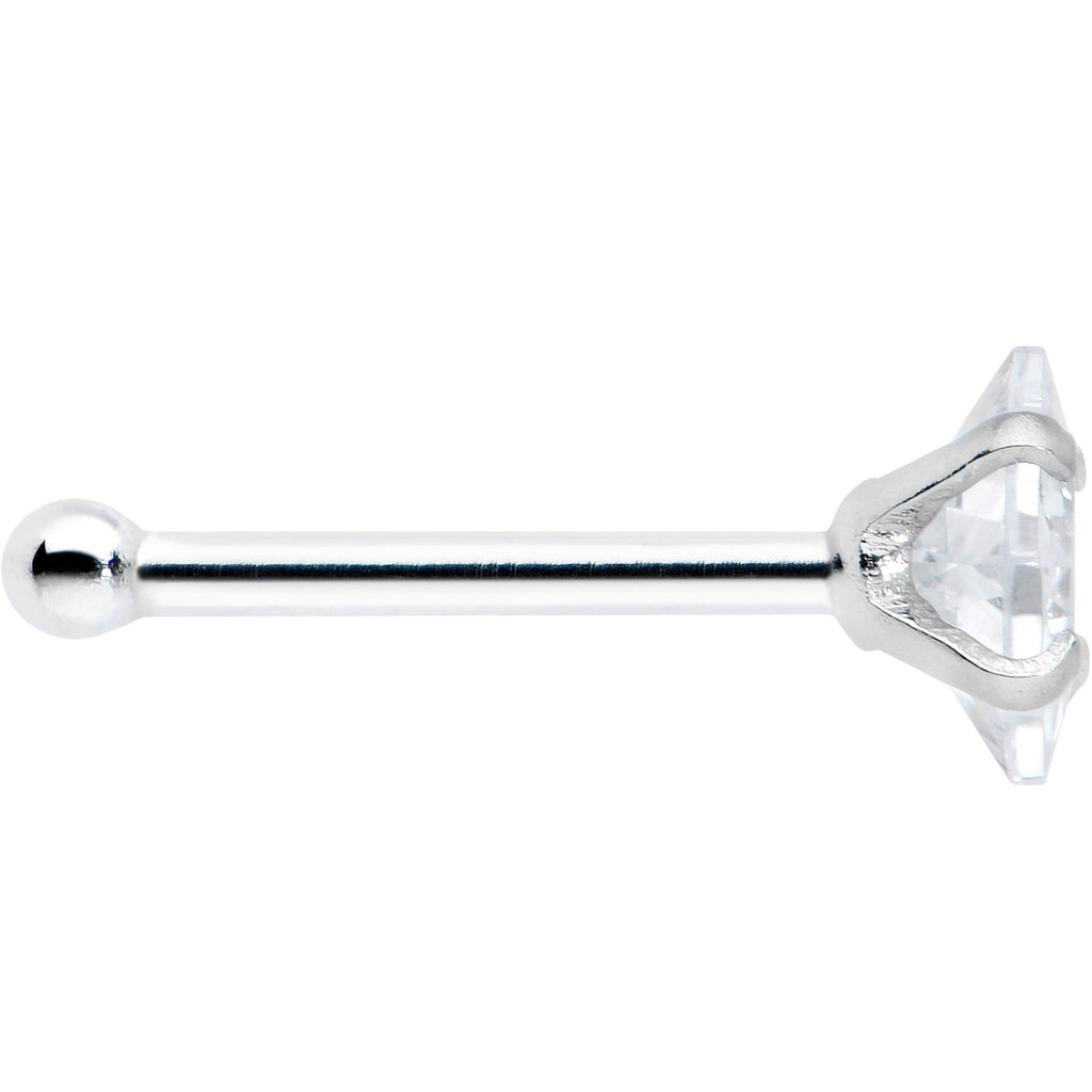 20G 1/4 Clear CZ Gem Square 3mm Simple Glam Nose Bone