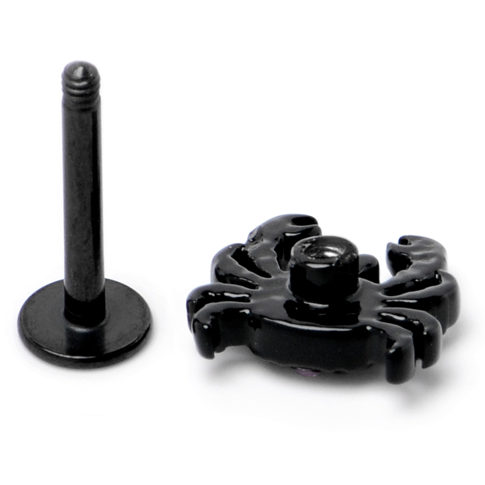 16G 5/16 Purple Gem Black Chic Crab Labret Monroe Tragus