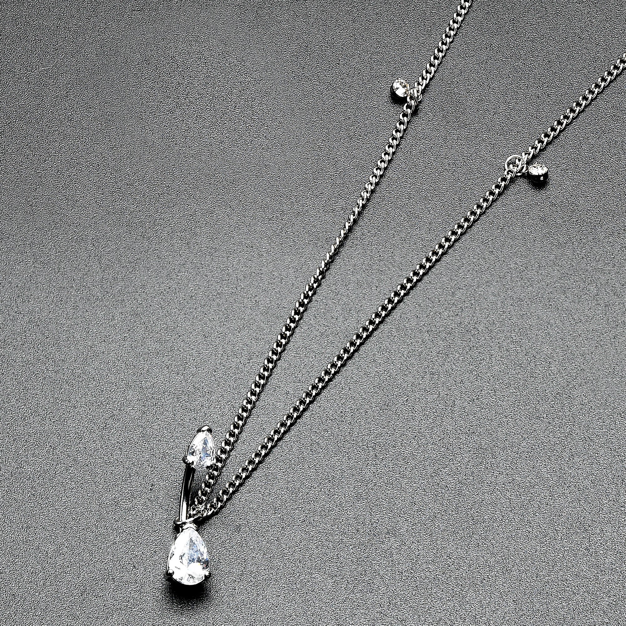 Clear Gem Double Drop Double Mount Belly Ring Belly Chain