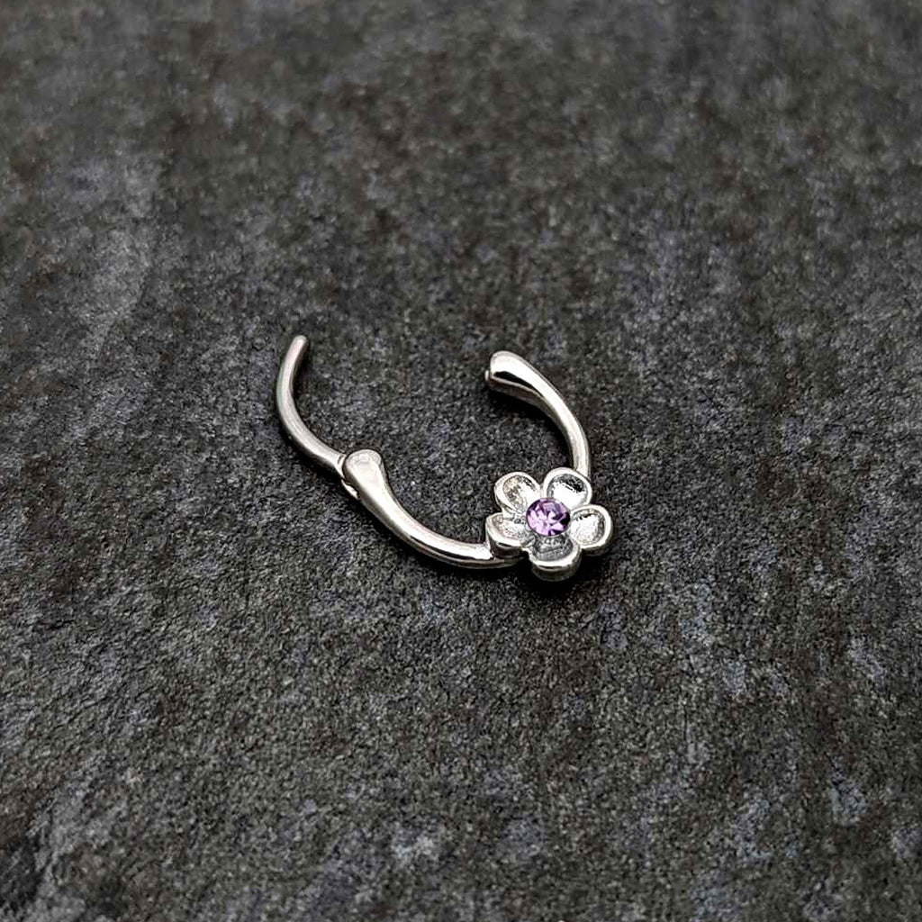 16G 5/16 Purple Gem Sweetheart Flower Cartilage Clicker