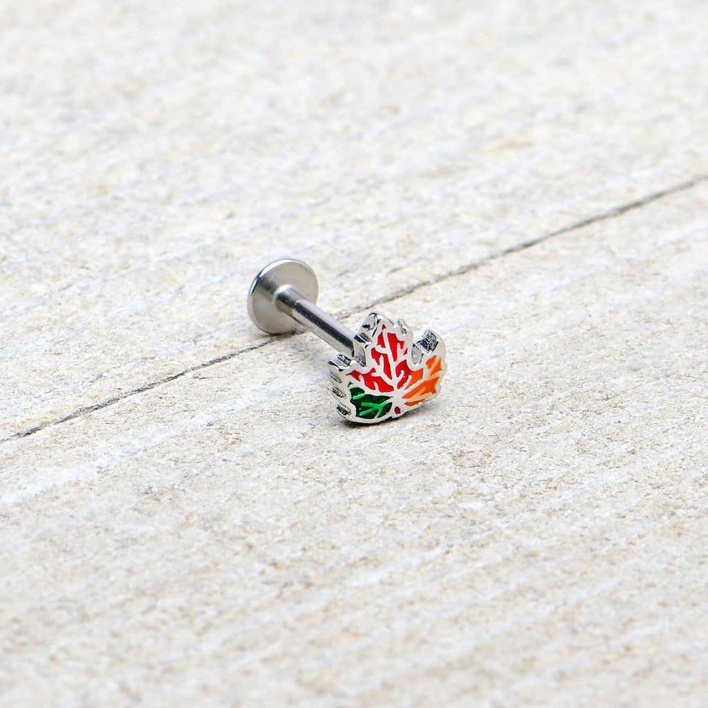 16G 5/16 Autumn Tricolor Red Maple Leaf Labret Monroe Tragus