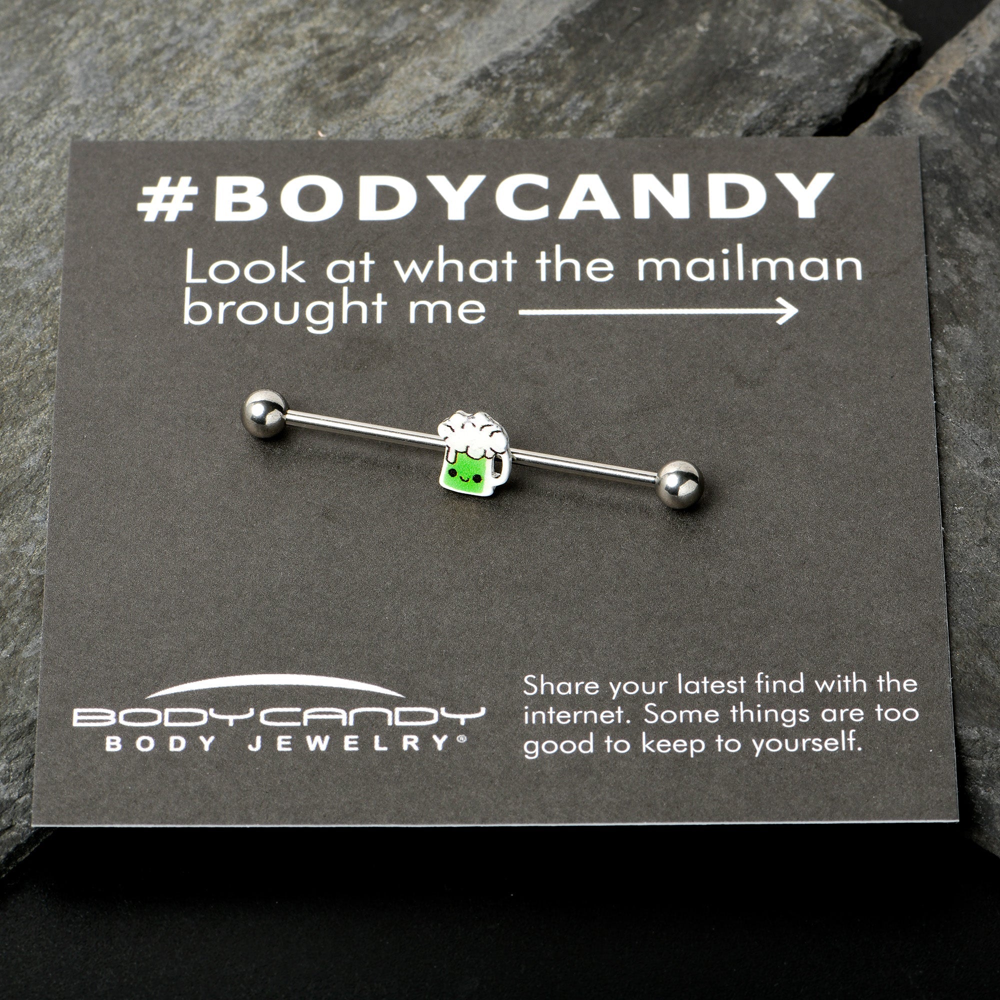 14G Sweet Happy Green Beer St Patricks Industrial Barbell 38mm